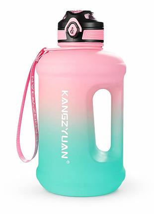 Еко-пляшка kangzyuan 1800 мл — рожева tritan bpa-free, ударостійка, спортивна з ручкою та ремінцем