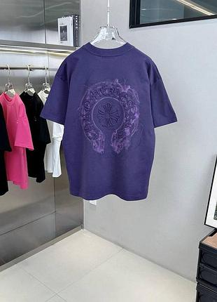 Футболка chrome hearts унисекс фиолетовая ✦ стильная брендовая футболка с графическим принтом