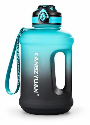 Еко-пляшка kangzyuan 2500 мл (2.5 л) — синя tritan bpa-free, ударостійка, спортивна з ручкою та ремінцем