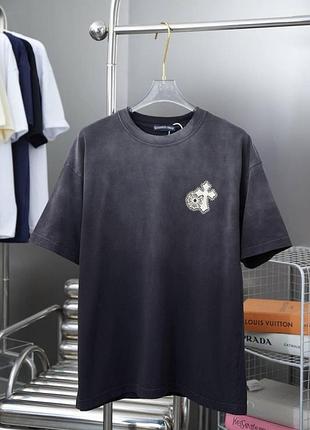Футболка chrome hearts унисекс темно-серая ✦ брендовая футболка с вышивкой