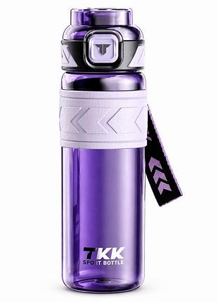 Спортивна пляшка tkk 1000 мл (1 л) — фіолетова tritan bpa-free, ударостійка еко-пляшка з антиковзким тримачем
