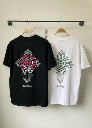 Футболка chrome hearts мужская белая/черная ✦ брендовая футболка с крестами