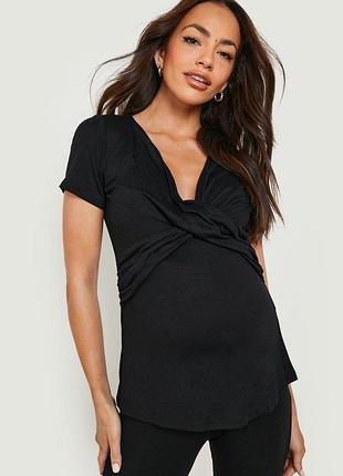 Футболка для вагітних boohoo чорна m нова — на запах