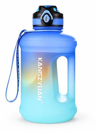 Еко-пляшка kangzyuan 2500 мл (2.5 л) — блакитна tritan bpa-free, ударостійка, спортивна з ручкою та ремінцем
