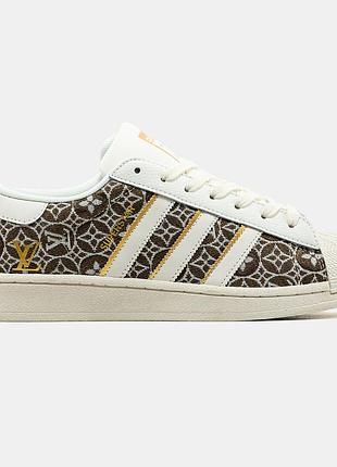 Бежевые мужские кроссовки adidas superstar louis vuitton cream brown х суперстар 41