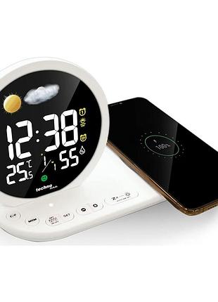 Годинники настільні technoline wt427 бездротова зарядка qi usb 5v 1a білі для дому та офісу