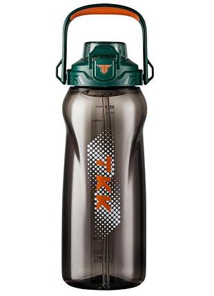 Пляшка tkk 2000 мл — зелена tritan bpa-free, ударостійка, спортивна з практичним ремінцем