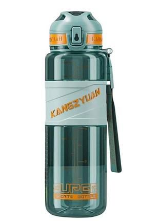Спортивна пляшка kangzyuan 1000 мл (1 л) — зелена tritan bpa-free, ударостійка еко-пляшка з трубочкою та ремінцем