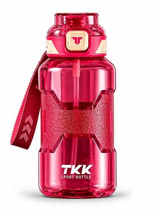 Спортивная бутылка tkk 1500 мл (1.5 л) - розовая tritan bpa-free, ударопрочная эко-бутылка с антискользящей вставкой