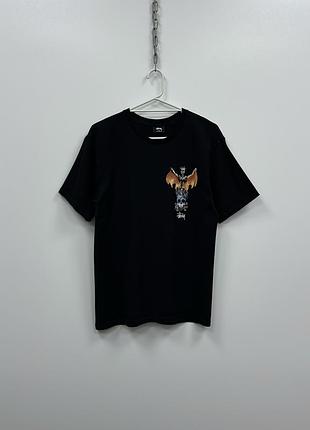 Вінтажна футболка stussy phoenix printed 2018 crewneck cotton t-shirt black