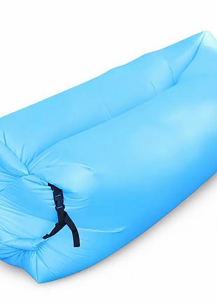Надувний ламзак 240×70 см premium air sofa – портативний лежак для відпочинку, пляжу, кемпінгу та подорожей, блакитний