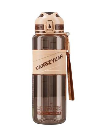 Спортивна пляшка kangzyuan 700 мл — коричнева tritan bpa-free, ударостійка еко-пляшка з трубочкою та ремінцем