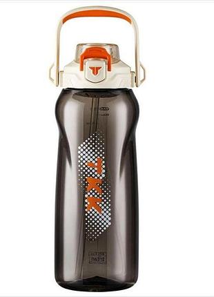 Пляшка tkk 2000 мл — біла tritan bpa-free, ударостійка, спортивна з практичним ремінцем