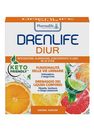 Дієтична добавка drenlife diur зі смаком цитрусів, 30 стіків по 10 мл