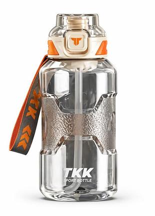 Спортивная бутылка tkk 1500 мл (1.5 л) - белая tritan bpa-free, ударопрочная эко-бутылка с антискользящей вставкой