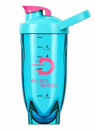 Блакитний тритановий шейкер diller bottle 700 мл із кулькою для ефективного змішування напоїв