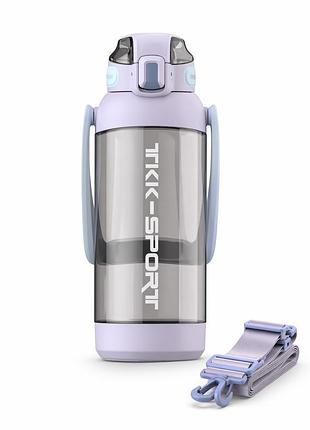 Пляшка tkk 1400 мл — фіолетова tritan bpa-free, ударостійка, спортивна з подвійною системою перенесення