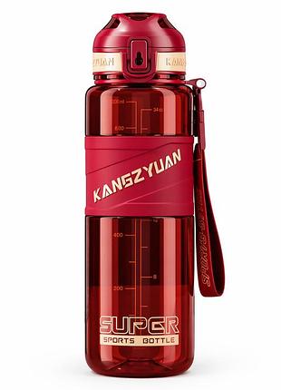 Спортивна пляшка kangzyuan 700 мл — червона tritan bpa-free, ударостійка еко-пляшка з трубочкою та ремінцем