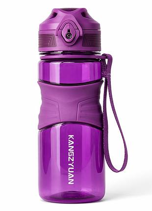 Пляшка kangzyuan 450 мл — фіолетова tritan bpa-free, ударостійка, спортивна з ергономічною кришкою