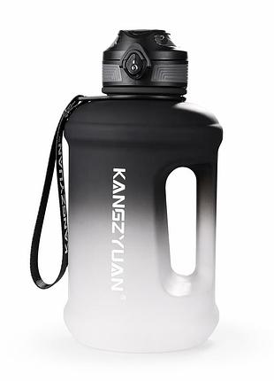 Еко-пляшка kangzyuan 1800 мл — чорна tritan bpa-free, ударостійка, спортивна з ручкою та ремінцем