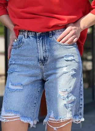 Удлиненные джинсовые шорты zara с высокой посадкой, на 7-8 лет