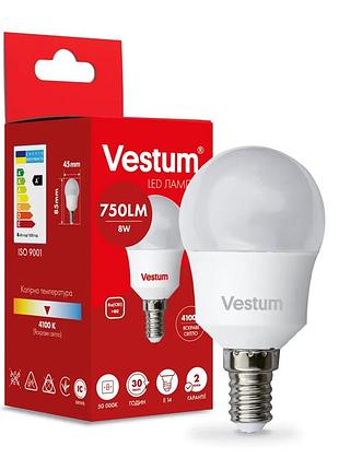 Світлодіодна лампа vestum g45 8w 4100k 220v e14 1-vs-1211