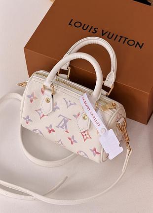 Сумка louis vuitton nano speedy aquarelle premium біло-ліловий є
