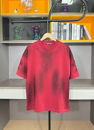 Футболка chrome hearts унисекс бордовая ✦ брендовая футболка с вышивкой и принтом