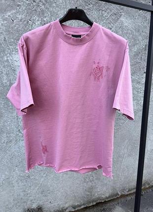 Футболка balenciaga унісекс ✦ рожева distressed