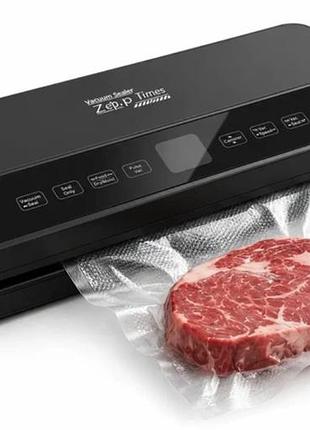 Вакууматор zepline zp-00373 побутовий вакуумний пакувальник з пакетами для сухих і вологих продуктів 200 вт чорний