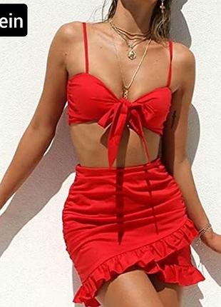 Костюм жіночий спідниця та топ червона від бренду shein m s