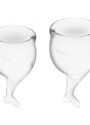 Набор менструальных чаш satisfyer feel secure (transparent), 15мл и 20мл, мешочек для хранения
