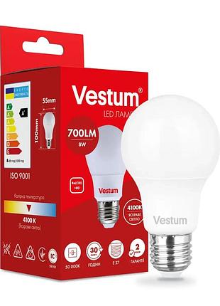 Світлодіодна лампа vestum a55 8w 4100k 220v e27 1-vs-1107