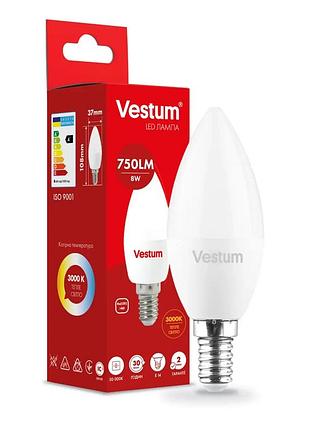 Світлодіодна лампа vestum c37 8w 3000k 220v e14 1-vs-1312