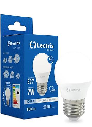 Світлодіодна лампа lectris g45 7w 4000k 220v e27 1-lc-1204