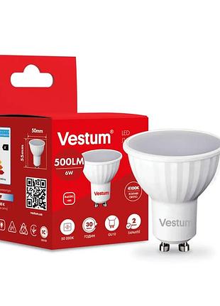 Світлодіодна лампа vestum mr16 6w 4100k 220v gu10 1-vs-1506