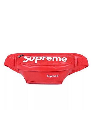 Бананка supreme поясна шкіряна сумка червона супрім