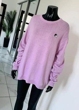 Нежно-розовый джемпер asos design с вышивкой «инь-ян», размер l
