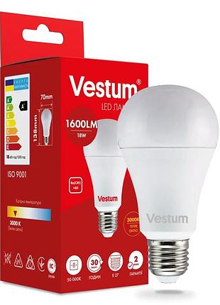 Світлодіодна лампа vestum a70 18w 3000k 220v e27 1-vs-1112