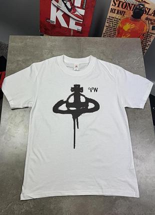 Футболка vivienne westwood чоловіча біла футболка vivienne westwood з логотипом orb чоловіча літня повсякденна (s-xl) m