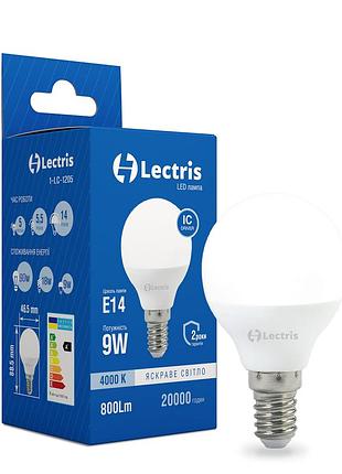 Світлодіодна лампа lectris g45 9w 4000k 220v e14 1-lc-1205