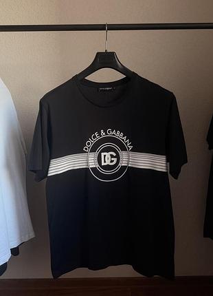 Футболка dolce & gabbana men's black cotton interlock t-shirt with dg logo print