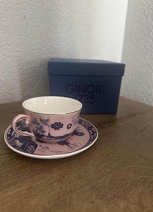 Чашка з блюдцем у стилі ginori 1735 | порцеляна | нова | подарункова коробка