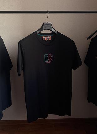 Футболка dolce & gabbana men's milano logo embroidered t-shirt black