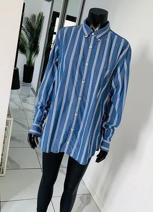 Мужская рубашка tommy hilfiger, полоска, размер xl (new york fit)