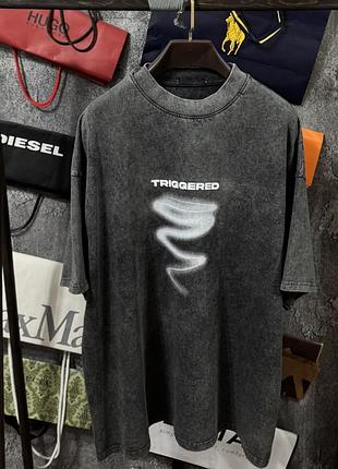 Футболка чоловіча t-shirts жіноча triggered oversize сірий m l xl