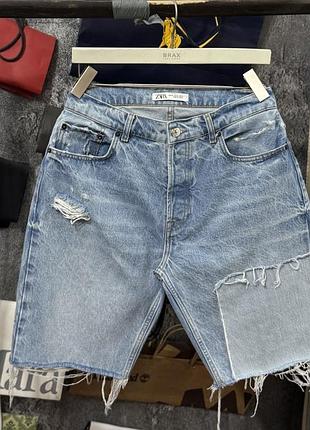 Шорти чоловічі zara man denim relaxed short синій l m