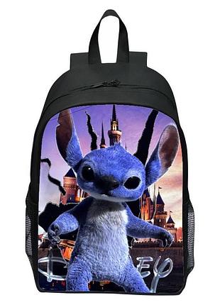 Рюкзак детский стич (stitch) с принтом, школьный рюкзак для мальчика и девочки, черный