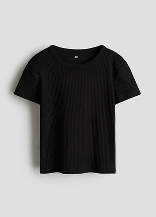 Футболка h&m у рубчик чорного кольору для дівчинки