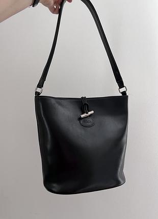 Vintage longchamp bucket bag чорного кольору
